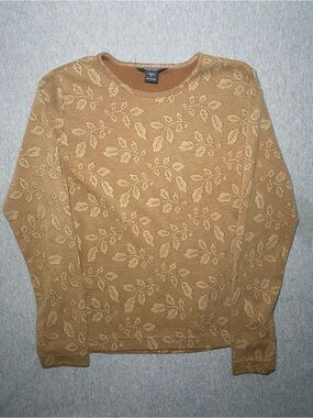Woolrich Long Sleeve Top Leaf Print Clove Tan Women’s Medium